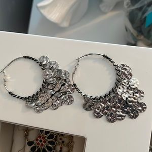silver dangly hoop earrings